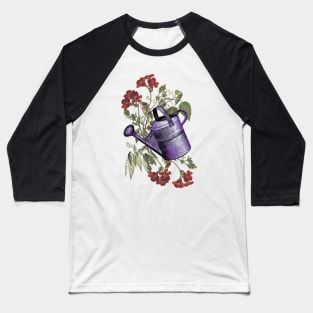 Floral with Watering Can Baseball T-Shirt